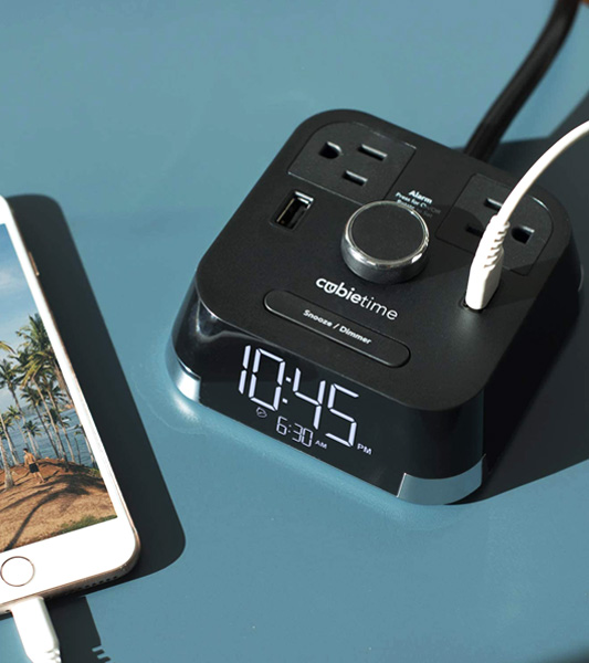 Brandstand Cubie Time Alarm Clock Charger With Tamper Resistant Outlets