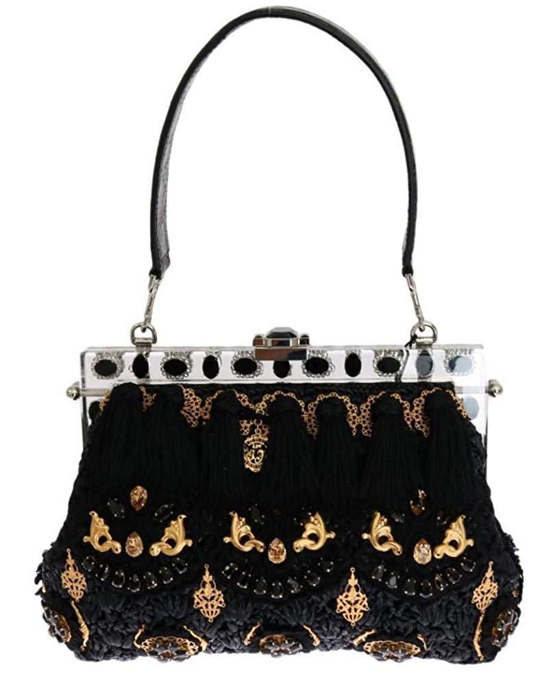 Dolce & Gabbana - Black Tassel Gold Baroque Crystal VANDA Bag