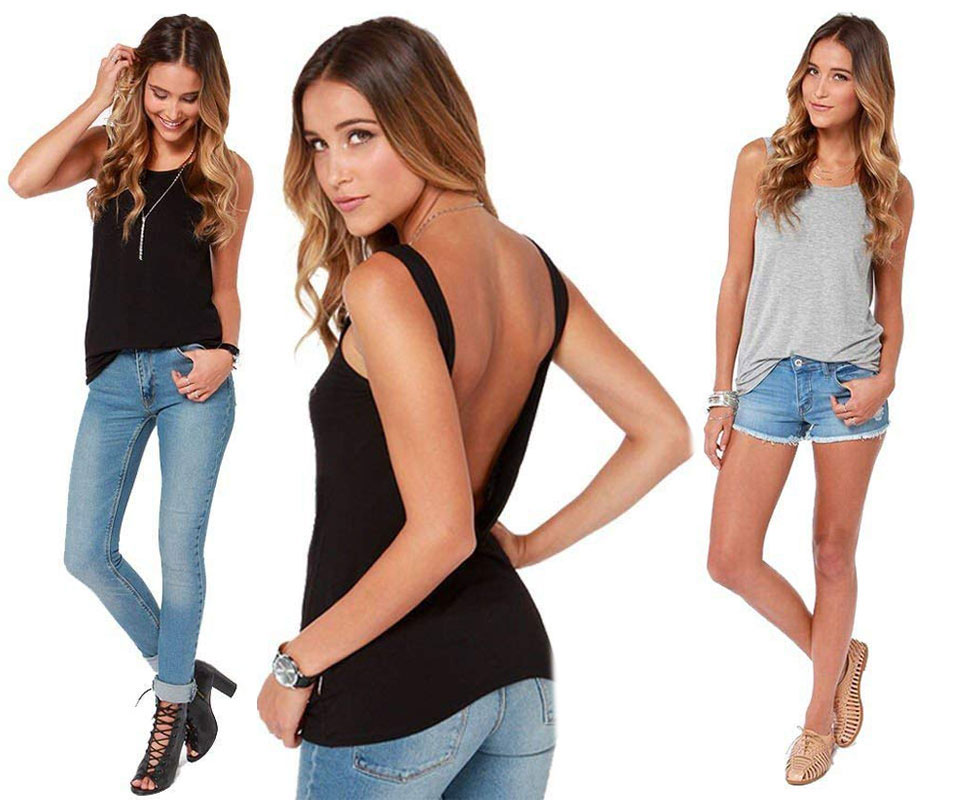 Mippo Open Back Halter Casual Top