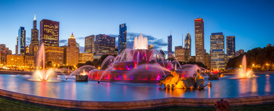 Buckingham Fountain in Chicago is one of the largest fountains in the world.