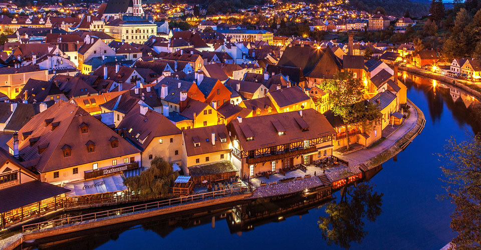 Aerial view of Cesky Krumlov, the Czech Republic