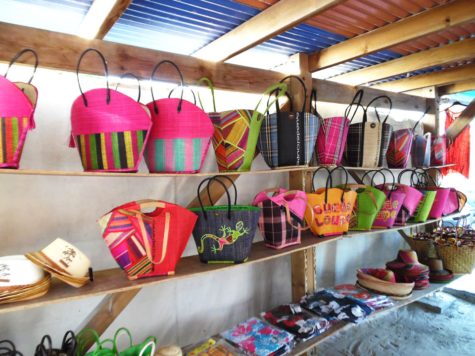 Bags on display at the Sainte Anne's Market, Guadeloupe