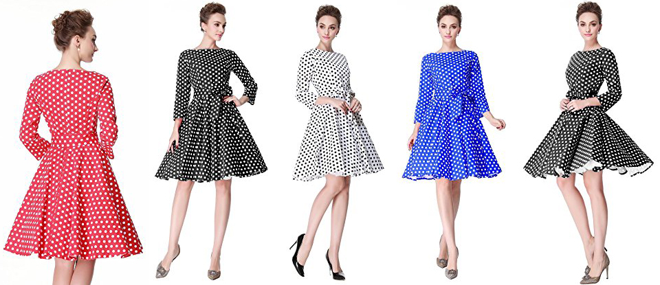 Heroecol 50s 60s Hepburn 3/4 Sleeve Vintage Dress