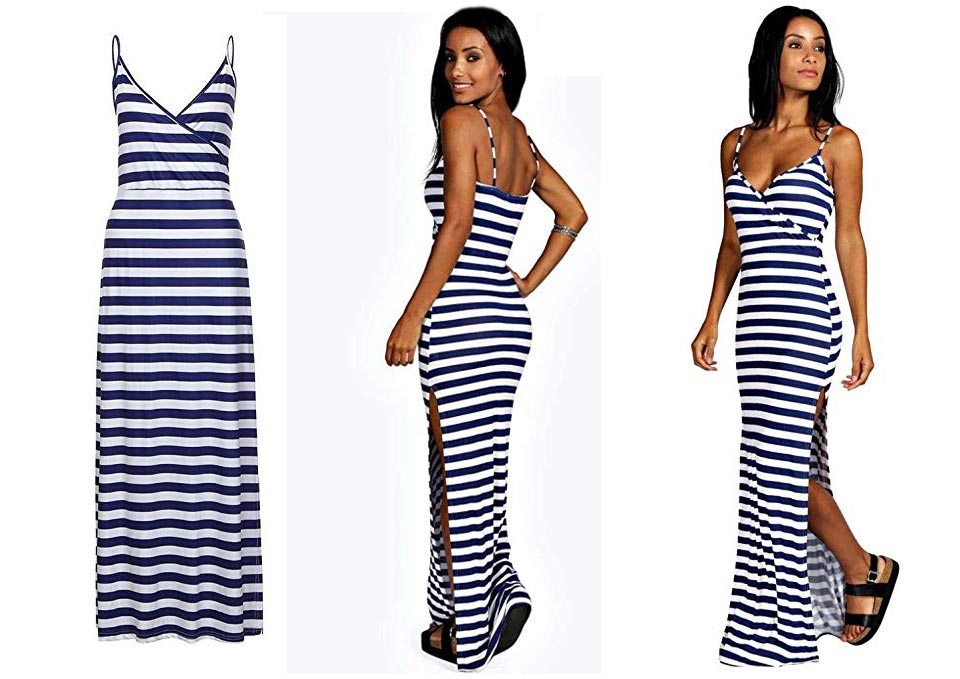 Shybuy Stripes Summer Beach Maxi Dress