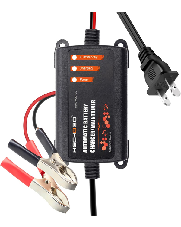 12v 2A Battery Charger For Lawn Mower, Motorcycle, Car, Boat, ATVs