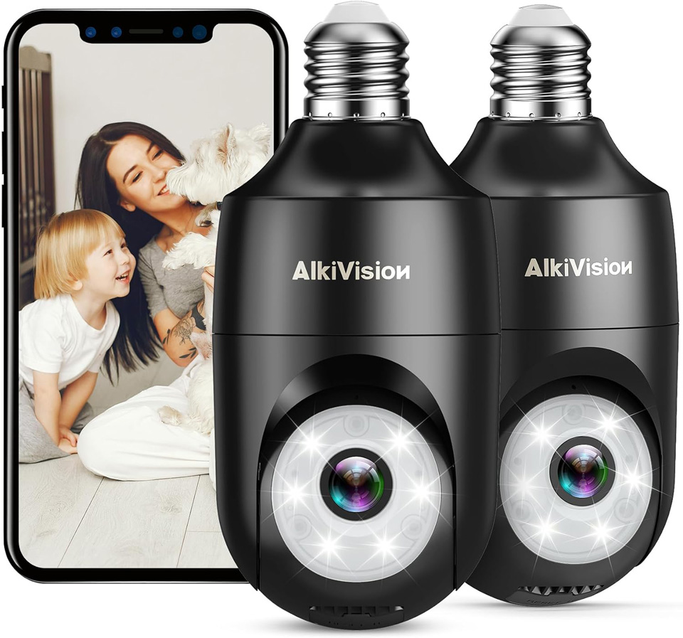 AlkiVision 2K Light Bulb Wireless Outdoor Security Camera