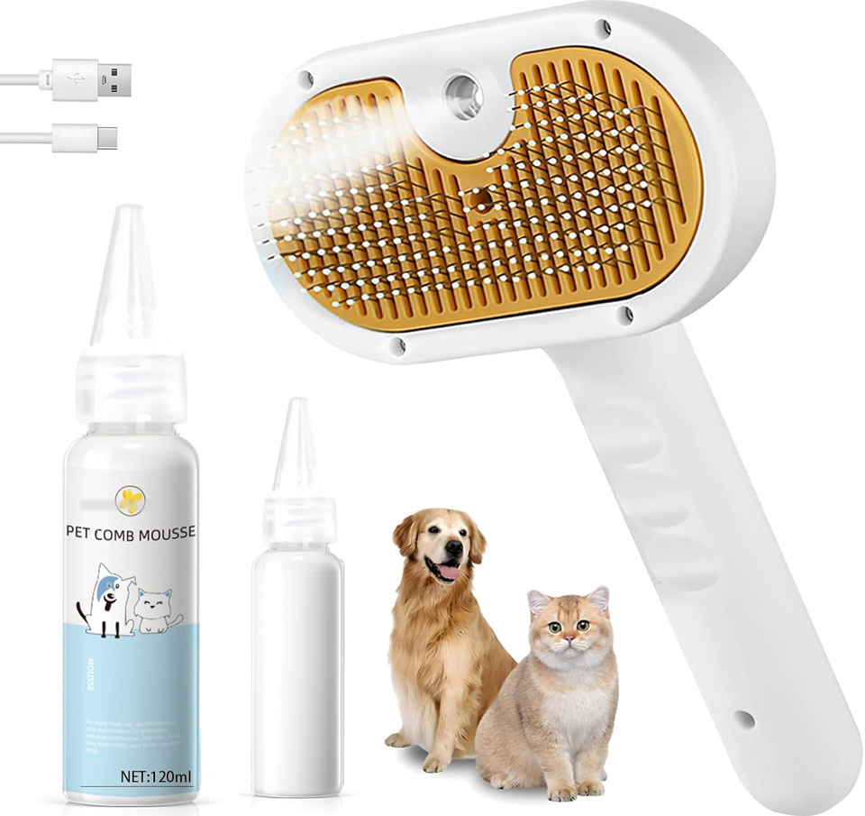 3-In-1 Pet Steam Brush For Dogs And Cats
