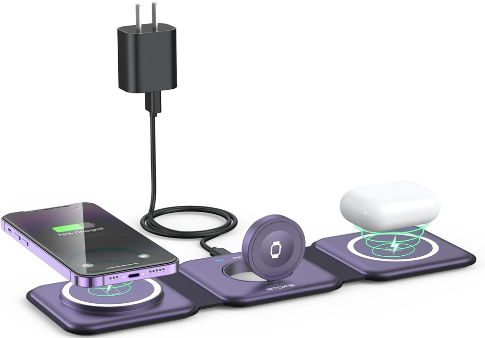 3-In-1 Foldable Magnetic Wireless Travel Charging Station For Apple