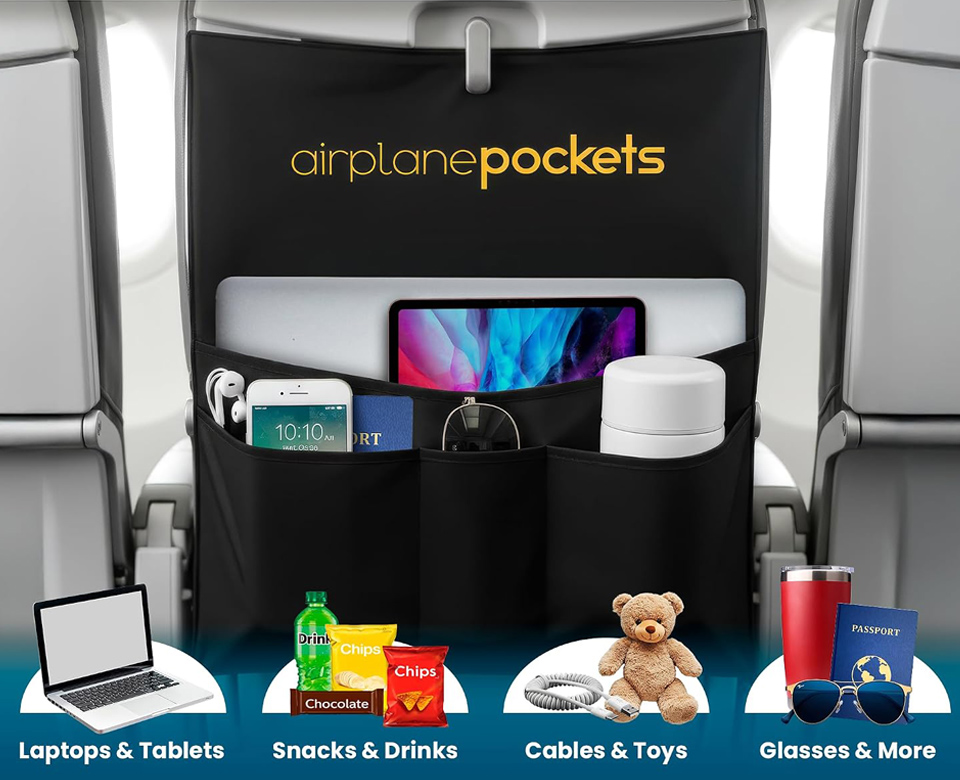 4-Pocket Plane Storage Organizer & Tray Table Cover