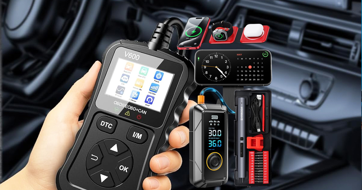 8 practical gadgets that make everyday life easier, including chargers, OBD2 car code scanner reader, kitchen tools, and portable tech.