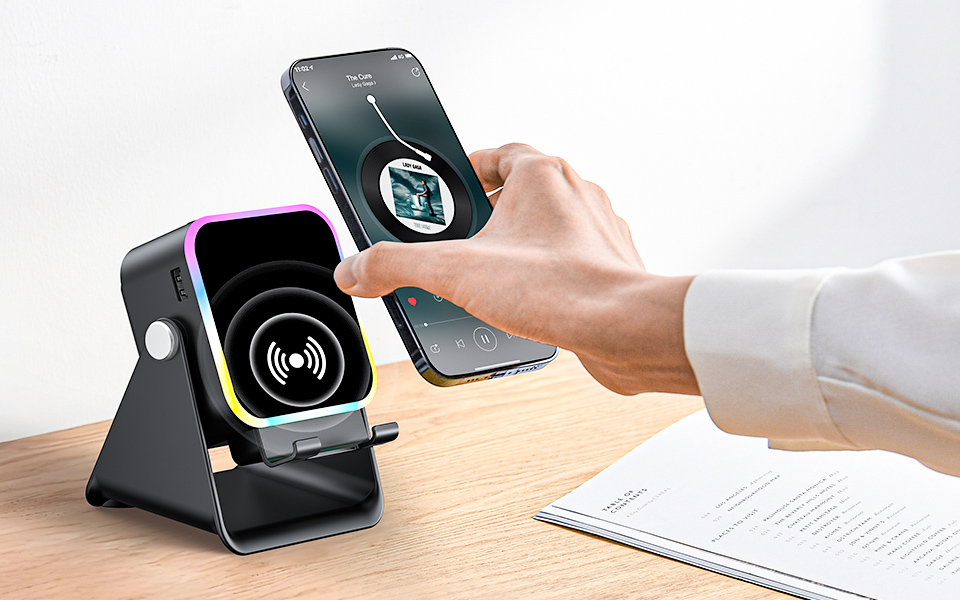   AIKELA 5-In-1 Wireless Induction Bluetooth Stand Speaker