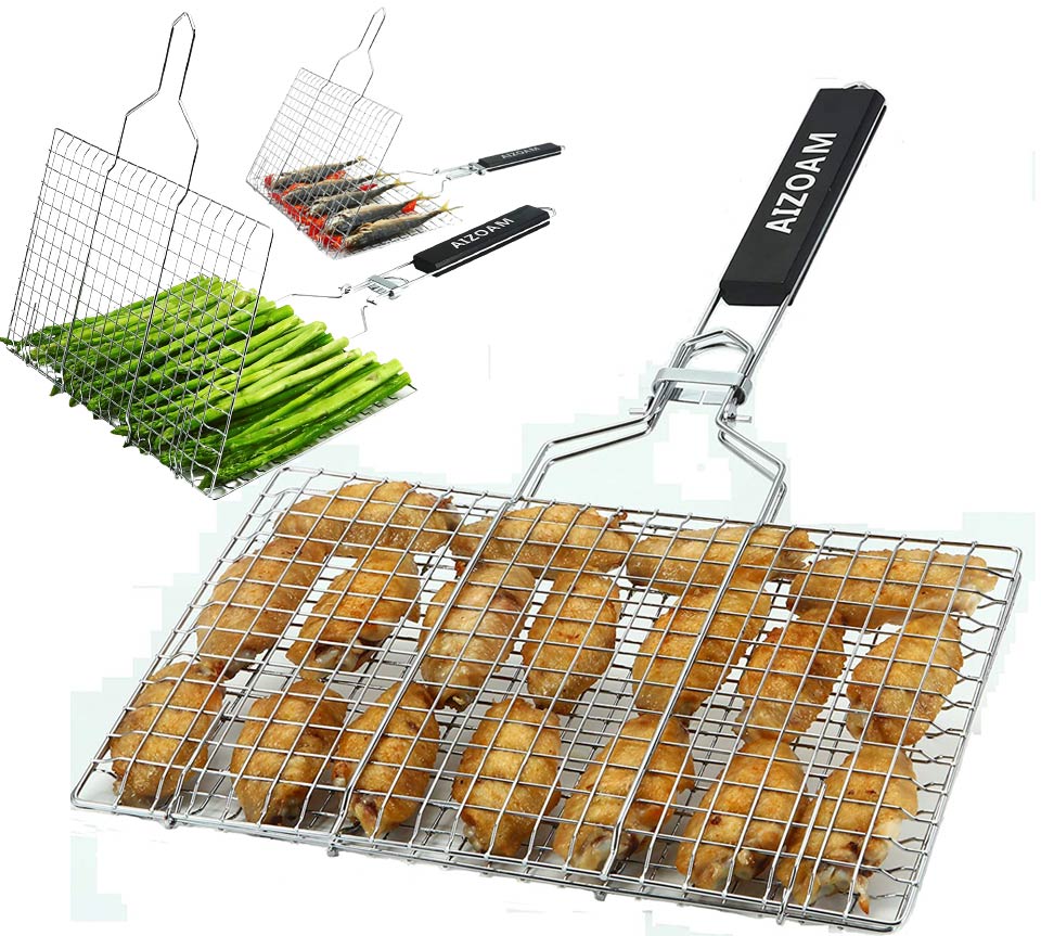 AIZOAM Portable Stainless Steel BBQ Grilling Basket