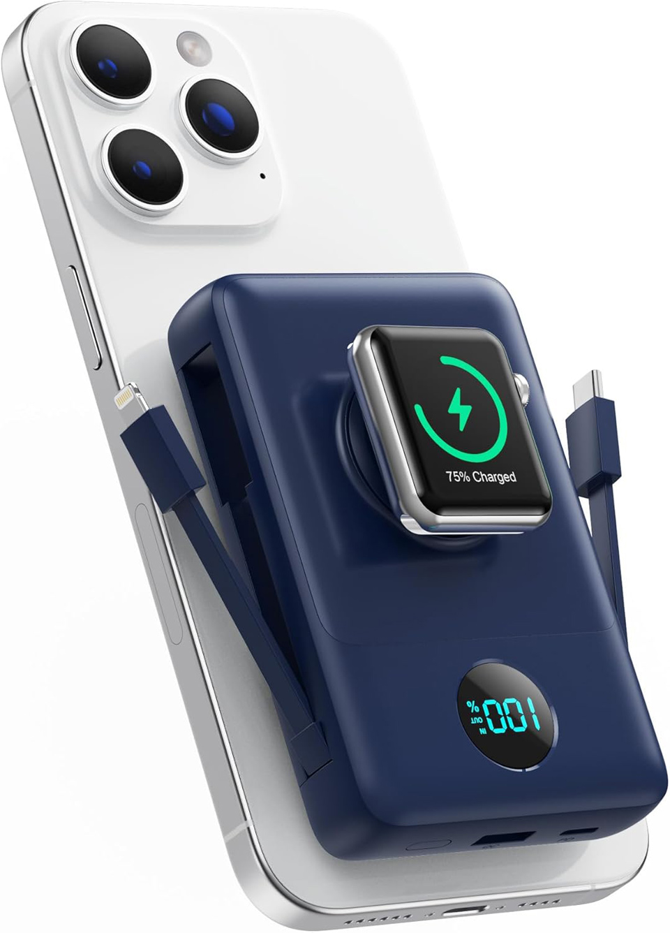 APHUWJ Magnetic Portable Charger With Apple Watch Charging Feature