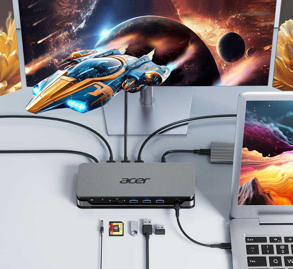 Acer Premium 13-In-1 Docking Station With Triple Monitor Support 