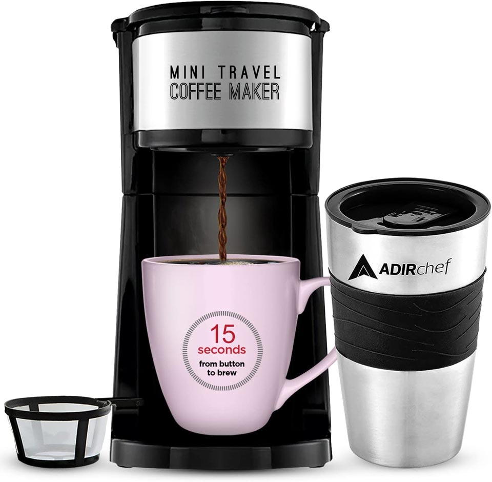 AdirChef Single Serve Mini Travel Coffee Maker