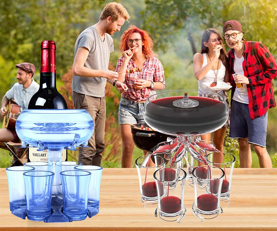 Alevmoom 6-Glass Liquor Dispenser And Holder 