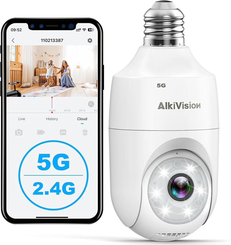 AlkiVision 2K Light Bulb Security Camera