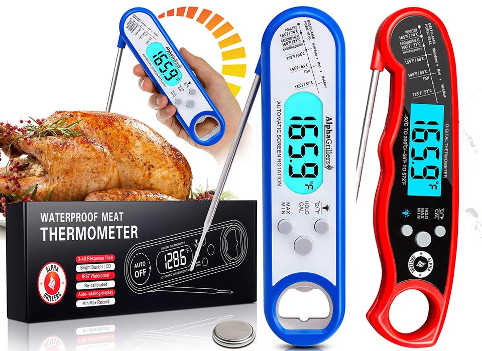 Alpha Grillers Instant Read Meat Thermometer For Grill And Cooking
