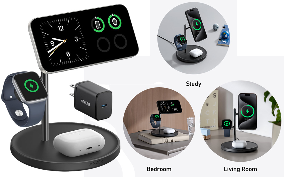 Anker MagGo 3-In-1 MagSafe-Compatible Wireless Charging Station