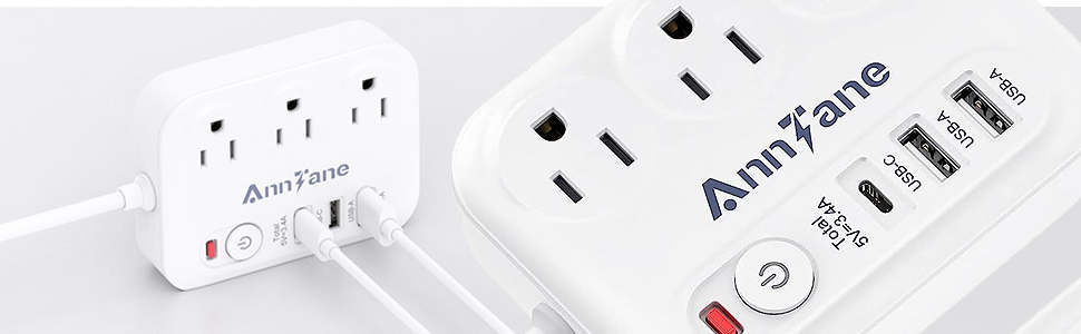 AnnTane PD 20W USB-C Power Strip Surge Protector