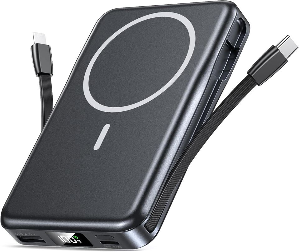 Aobbow 5-In-1 Portable Charger With Built In Cable
