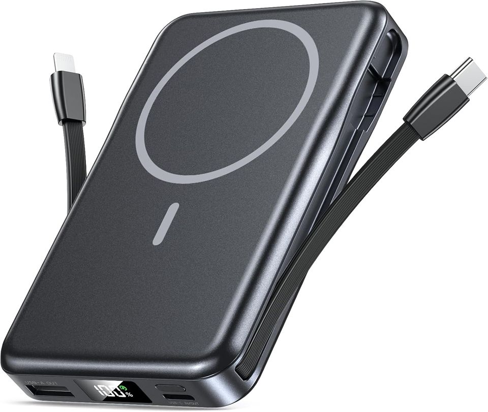 Aobbow Magnetic Portable Charger With Built In Cable