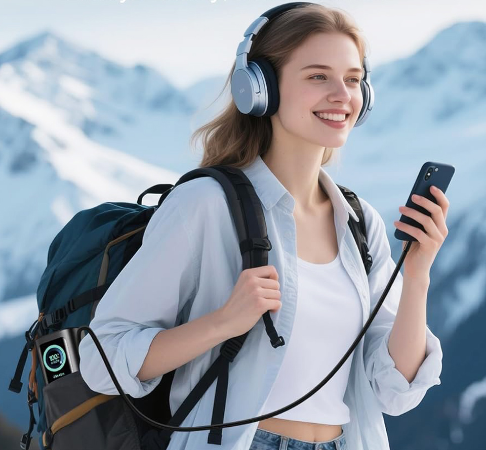 AsperX Portable Laptop Travel Charger With Retractable Cables