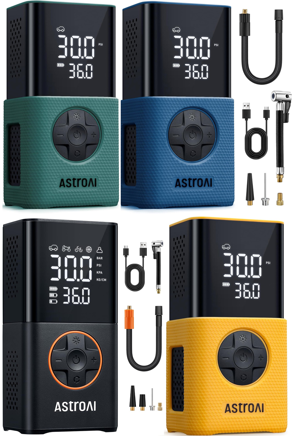 AstroAI  Portable Cordless Air Tire Inflator With Digital Dual Values Display
