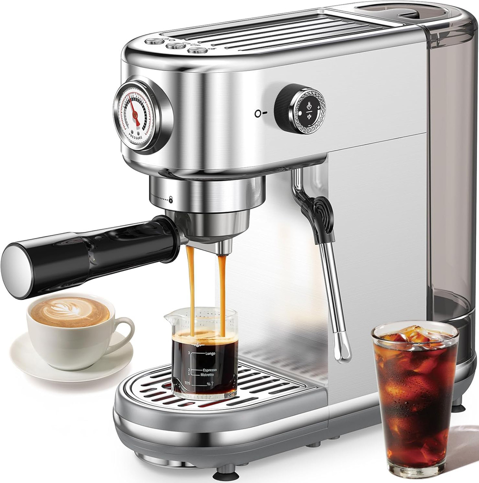 Atatix 20-Bar Espresso Machine With Milk Frother