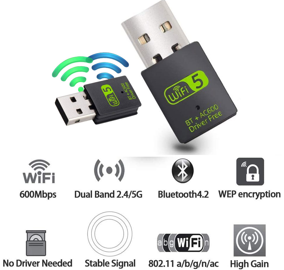 Auscoumer Mini USB WiFi Bluetooth Adapter