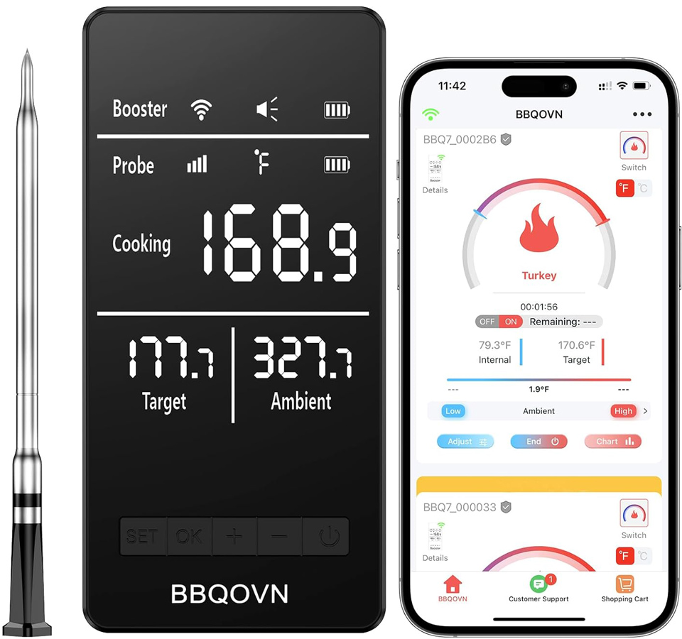 BBQOVN Smart WiFi Wireless Meat Thermometer