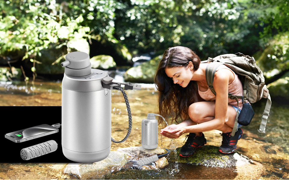 BKLES Electric Portable Water Purifier With 4-in-1 Charging Cable