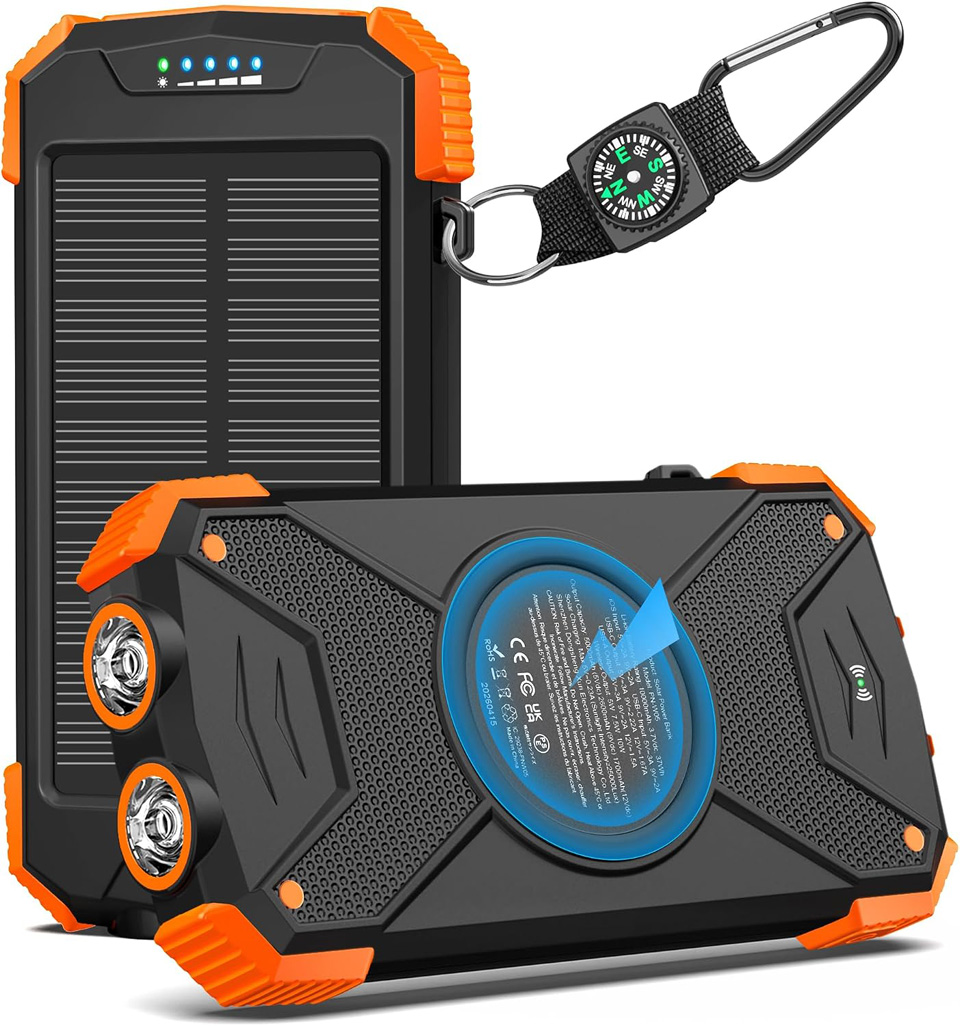 BLAVOR Portable Solar Power Bank Wireless Charger