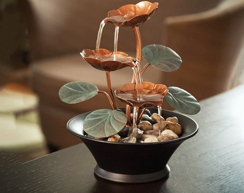 Bits and Pieces Water Lily Tabletop Fountain