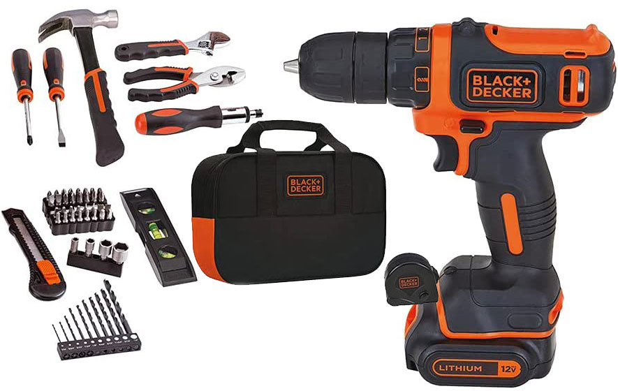 Black+Decker 60-Piece 12V MAX Drill & Home Tool Kit