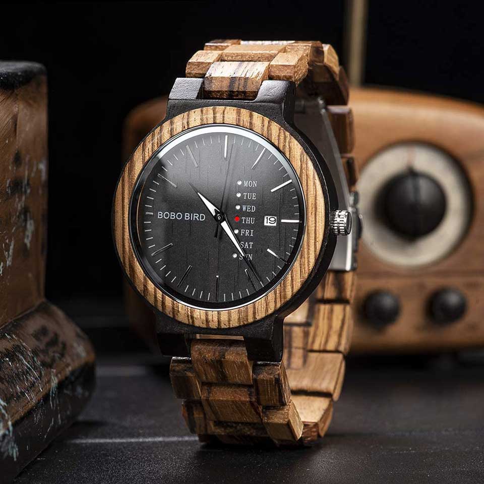 Bobo Bird Multi-Functional Display Men's Wooden Watch