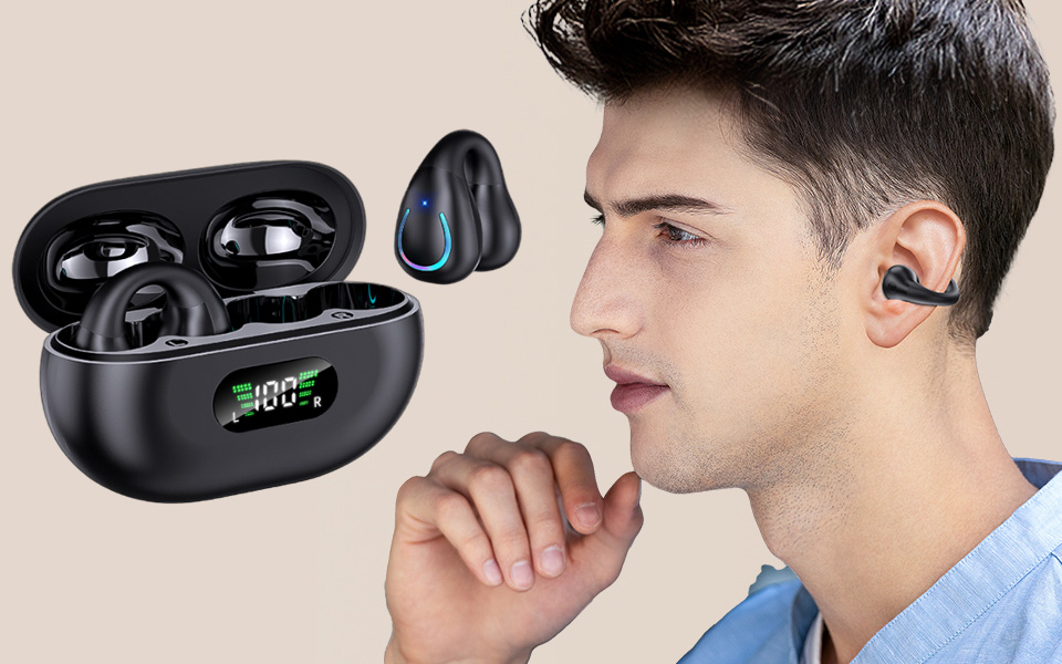 Boytond Open Ear Clip Bluetooth 5.3 Wireless Sports Earbuds