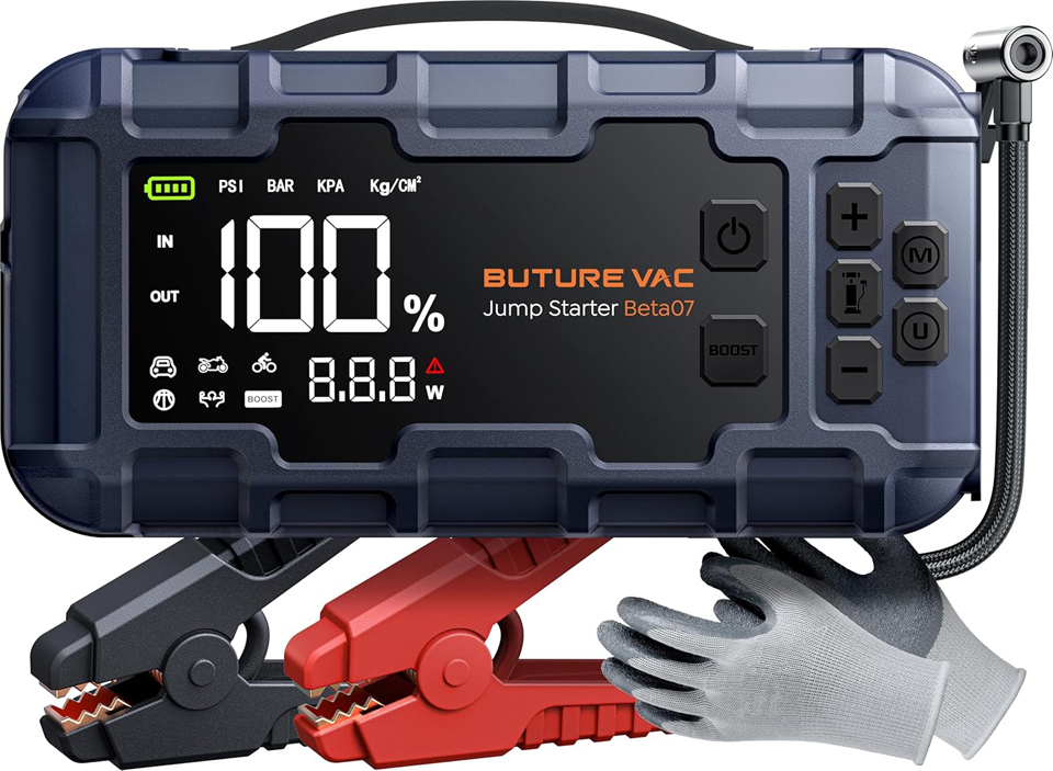 BuTure VAC 10-In-1 Portable Car Battery Jump Starter With Air Compressor
