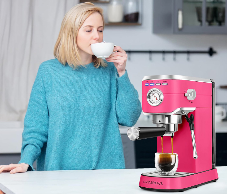 CASABREWS Espresso Maker With Milk Frother Steam Wand