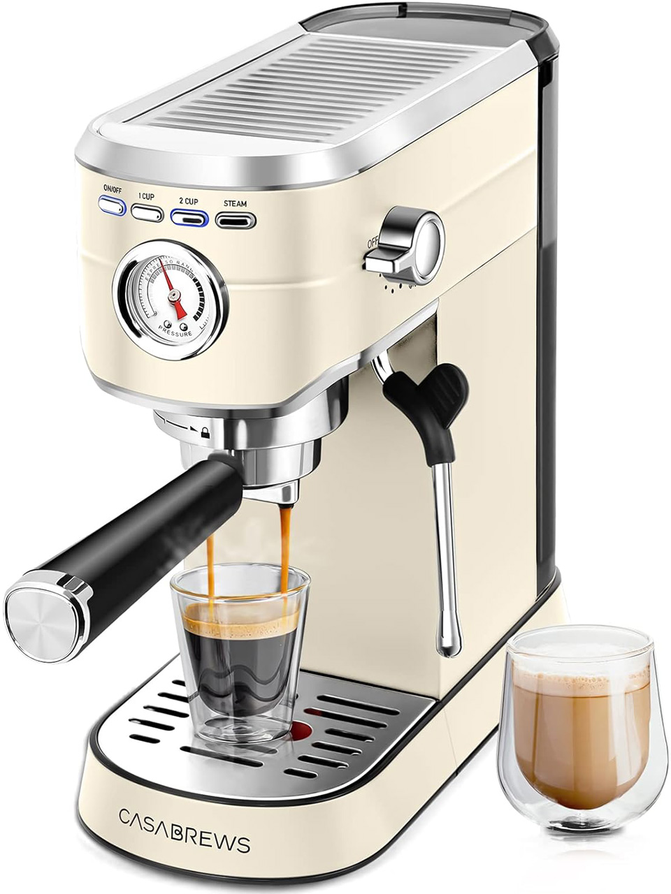 CASABREWS Espresso Maker With Milk Frother Steam Wand