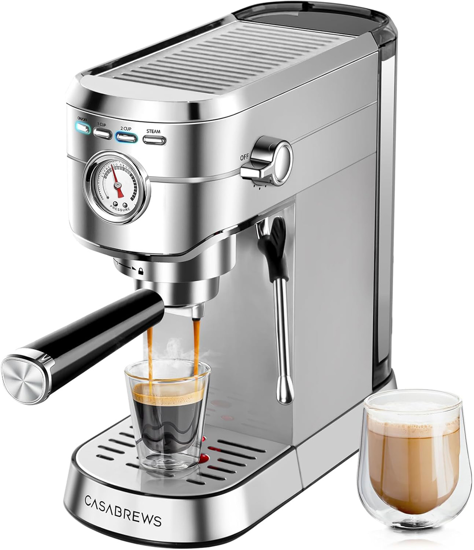 CASABREWS Espresso Maker With Milk Frother Steam Wand