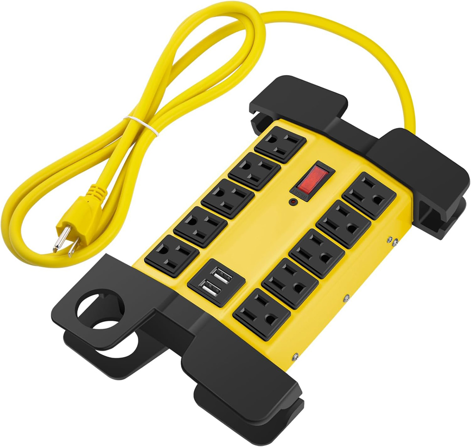 CCCEI Heavy Duty Power Strip Surge Protector With 10 Outlets And 2 USB Ports