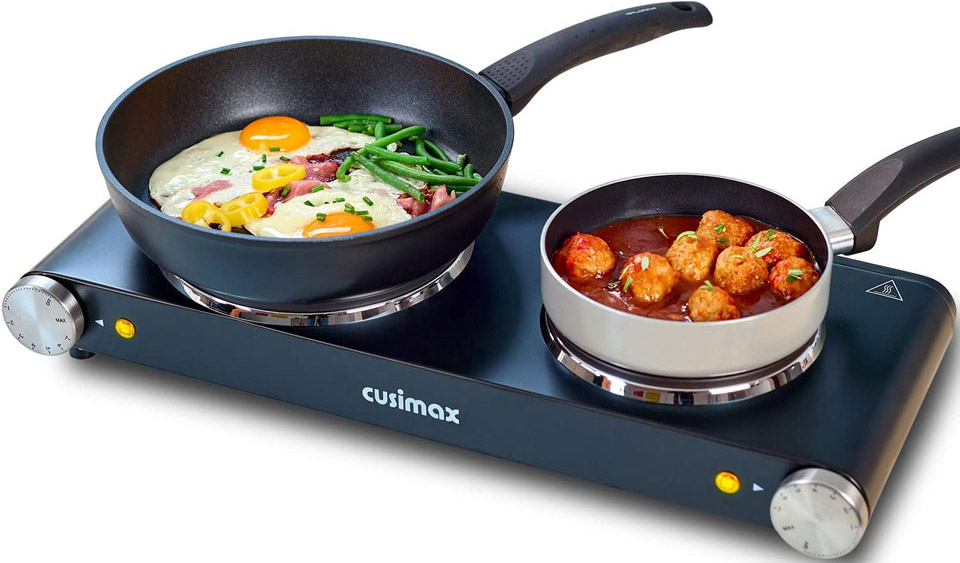 CUSIMAX Cast Iron Portable Electric Double Cooktop