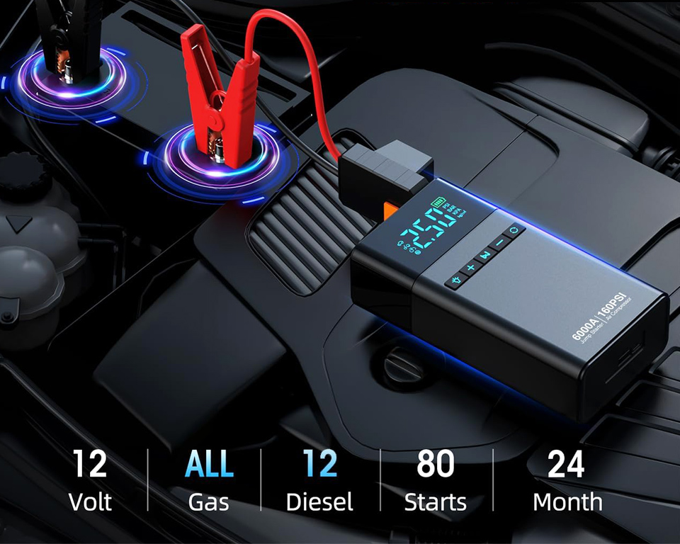 CZKBG 10-In-1Portable Car Jump Starter With Air Compressor