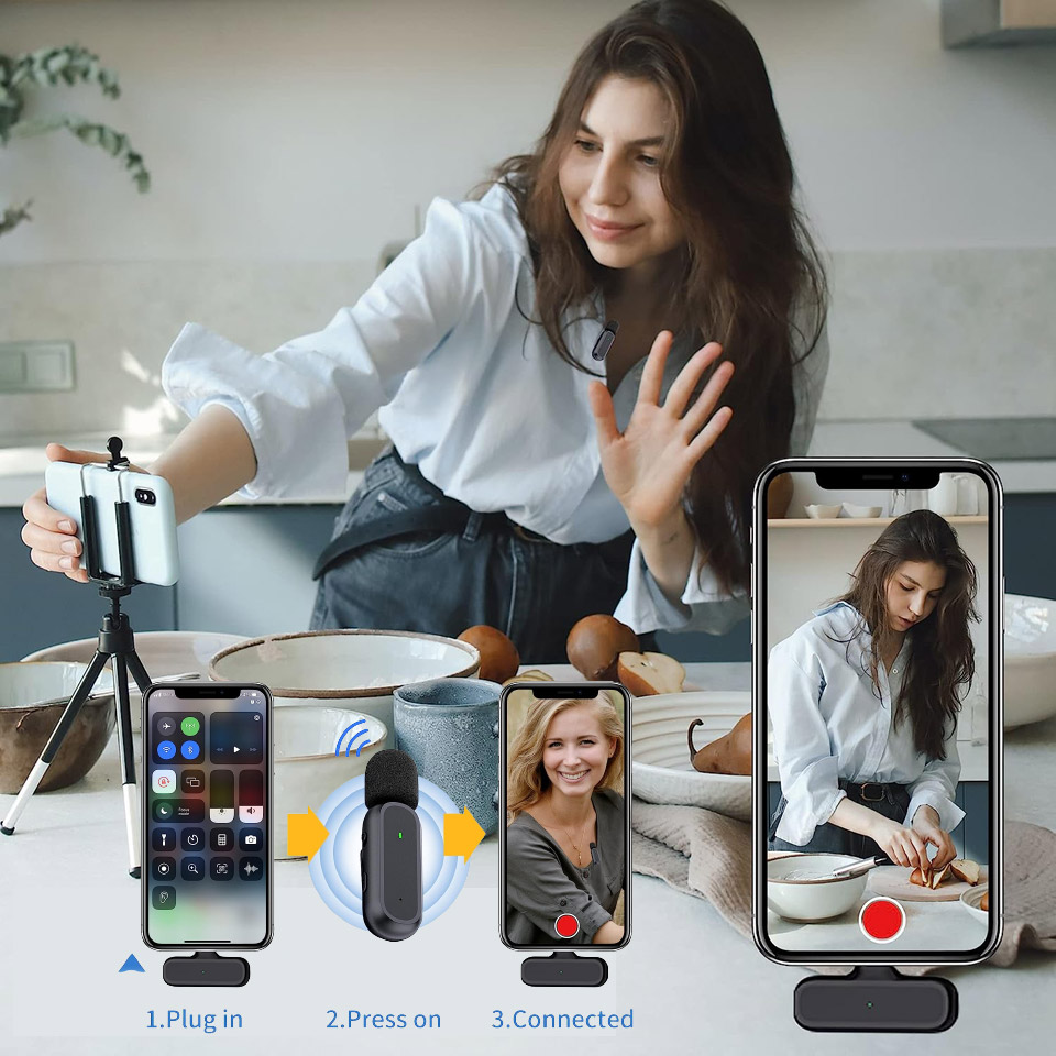 Caiord 2-Pack Professional Wireless Lavalier Microphone With Adapter