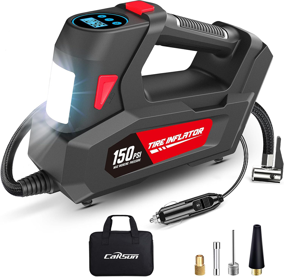 Carsun Portable Tire Inflator With Digital Pressure Gauge