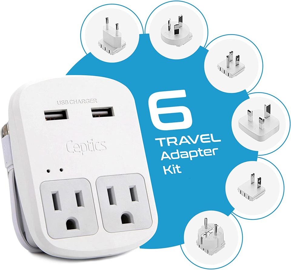 Ceptics World Travel Adapter Kit With Surge Protection