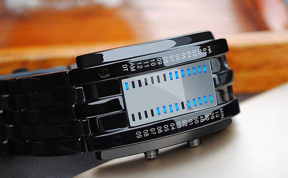 Classic Binary Square Waterproof Watch