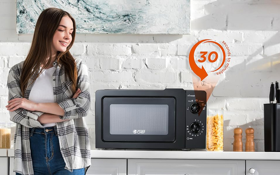 Commercial Chef Small Countertop Microwave With 6 Power Levels