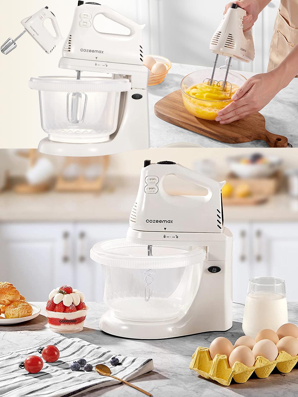 Cozeemax 2-In-1 Hand And Stand Mixer